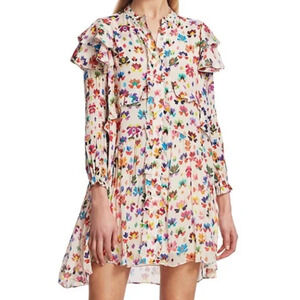 CHUFY Iquitos Ruffle Mini Dress S/M Dainty Colorful Flowy Whimsy Fairy Ethereal